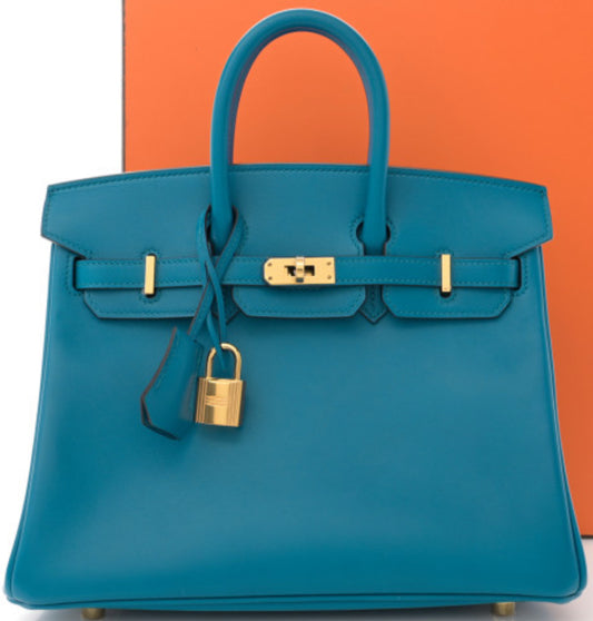 Hermès Birkin 25 Togo – Blue with Gold Hardware Pre-Owned Authenticated